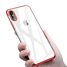 Housse Ultra Fine TPU Souple Transparente C16 pour Apple iPhone X Rouge