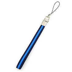 Laniere Bracelet Poignee Strap Universel W07 pour Samsung Galaxy S6 Duos SM-G920F G9200 Bleu