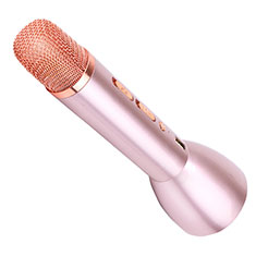 Mini Microphone de Poche Sans Fil Bluetooth Karaoke Haut-Parleur Or Rose