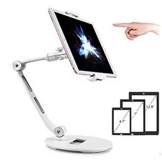 Support de Bureau Support Tablette Flexible Universel Pliable Rotatif 360 H08 pour Apple iPad 10.2 (2019) Blanc