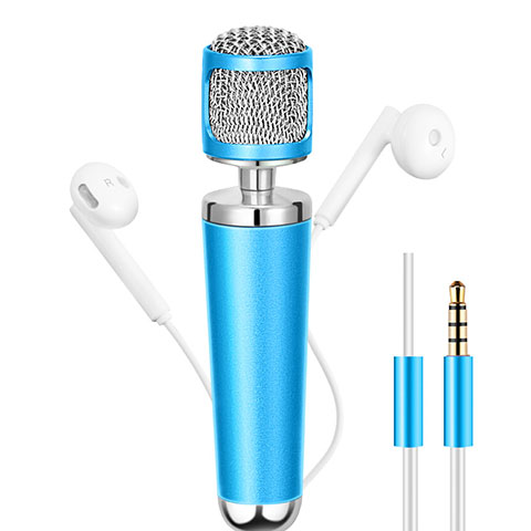 3.5mm Mini Microphone de Poche Elegant Karaoke Haut-Parleur Bleu Ciel