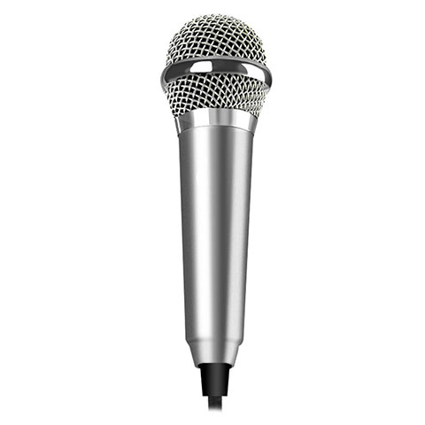 3.5mm Mini Microphone de Poche Elegant Karaoke Haut-Parleur M04 Argent
