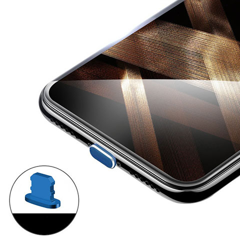 Bouchon Anti-poussiere Lightning USB Jack H02 pour Apple iPhone 11 Pro Max Bleu
