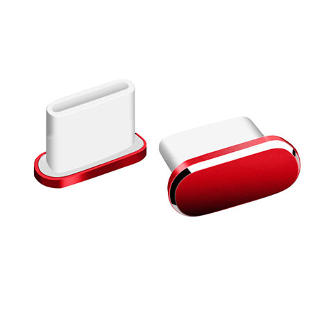 Bouchon Anti-poussiere USB-C Jack Type-C Universel H06 pour Apple iPhone 15 Plus Rouge