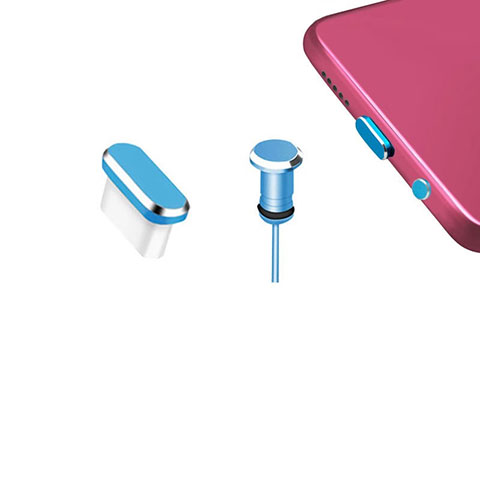 Bouchon Anti-poussiere USB-C Jack Type-C Universel H12 pour Apple iPhone 15 Bleu