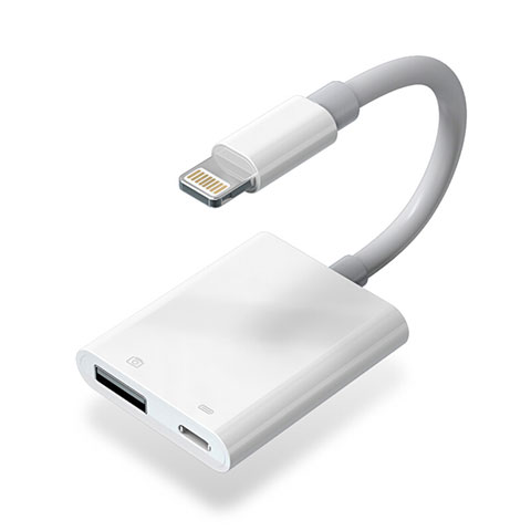 Cable Lightning vers USB OTG H01 pour Apple iPhone SE (2020) Blanc