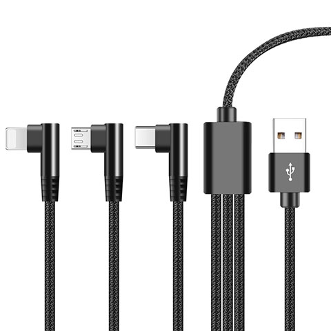 Chargeur Lightning Cable Data Synchro Cable Android Micro USB ML07 Noir