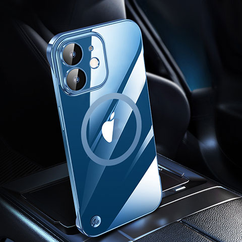Coque Antichocs Rigide Transparente Crystal Etui Housse avec Mag-Safe Magnetic Magnetique QC1 pour Apple iPhone 12 Mini Bleu
