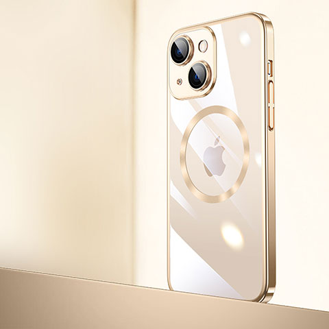 Coque Antichocs Rigide Transparente Crystal Etui Housse avec Mag-Safe Magnetic Magnetique QC2 pour Apple iPhone 14 Or