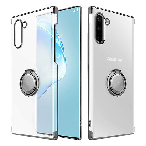 Coque Antichocs Rigide Transparente Crystal Etui Housse avec Support Bague Anneau Aimante Magnetique pour Samsung Galaxy Note 10 5G Noir