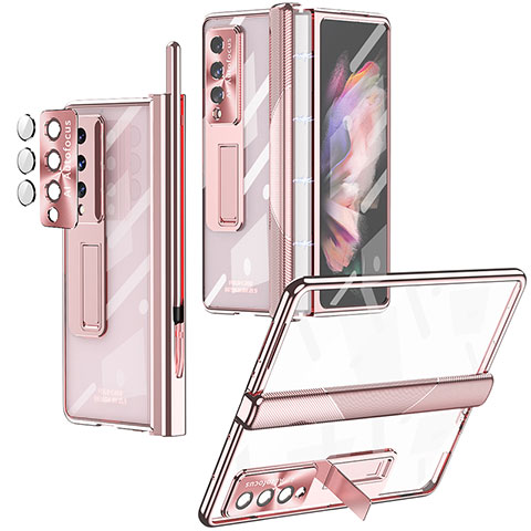 Coque Antichocs Rigide Transparente Crystal Etui Housse H05 pour Samsung Galaxy Z Fold4 5G Or Rose