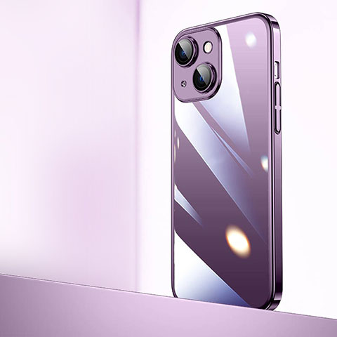 Coque Antichocs Rigide Transparente Crystal Etui Housse QC2 pour Apple iPhone 14 Violet