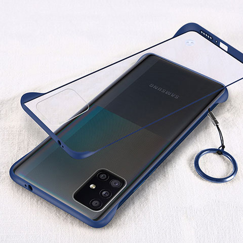 Coque Antichocs Rigide Transparente Crystal Etui Housse S01 pour Samsung Galaxy A51 5G Bleu