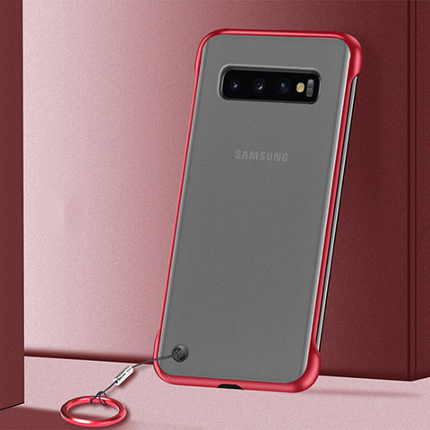 Coque Antichocs Rigide Transparente Crystal Etui Housse S01 pour Samsung Galaxy S10 Plus Rouge