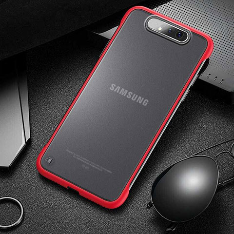 Coque Antichocs Rigide Transparente Crystal Etui Housse S02 pour Samsung Galaxy A80 Rouge