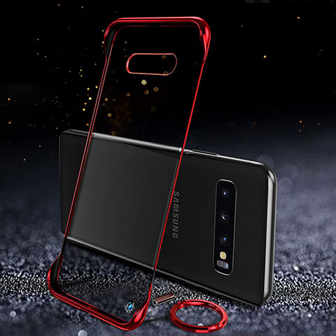 Coque Antichocs Rigide Transparente Crystal Etui Housse S03 pour Samsung Galaxy S10 Plus Rouge