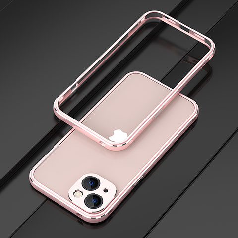 Coque Bumper Luxe Aluminum Metal Etui A01 pour Apple iPhone 13 Mini Or Rose