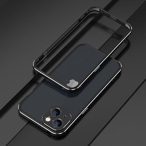 Coque Bumper Luxe Aluminum Metal Etui A01 pour Apple iPhone 15 Argent et Noir