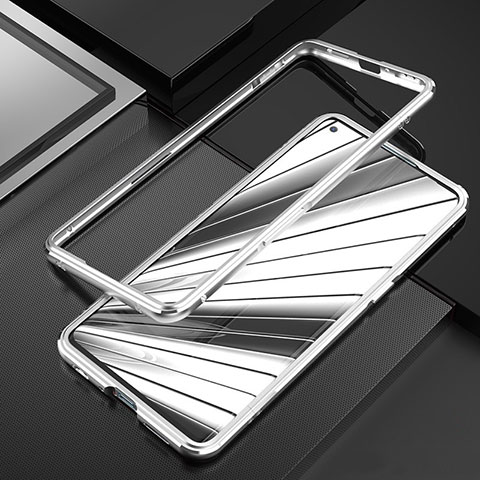 Coque Bumper Luxe Aluminum Metal Etui A01 pour Oppo Find X2 Neo Argent