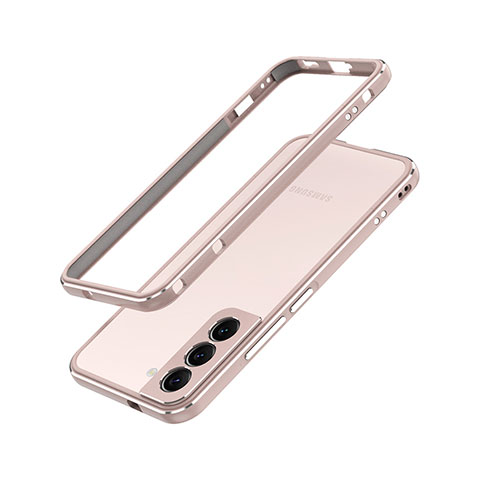 Coque Bumper Luxe Aluminum Metal Etui A01 pour Samsung Galaxy S21 5G Or Rose