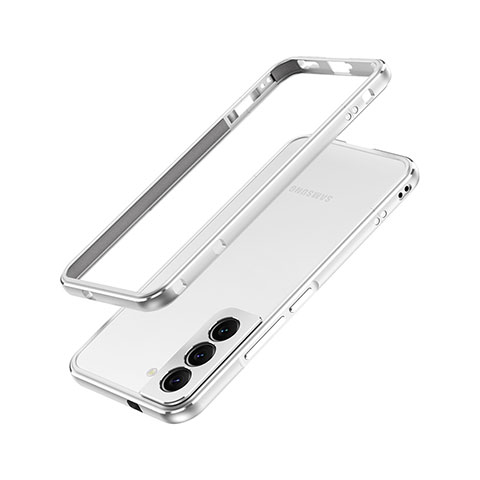 Coque Bumper Luxe Aluminum Metal Etui A01 pour Samsung Galaxy S21 Plus 5G Argent
