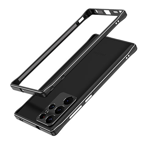 Coque Bumper Luxe Aluminum Metal Etui A01 pour Samsung Galaxy S21 Ultra 5G Noir