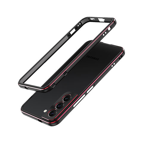 Coque Bumper Luxe Aluminum Metal Etui A01 pour Samsung Galaxy S22 5G Rouge et Noir