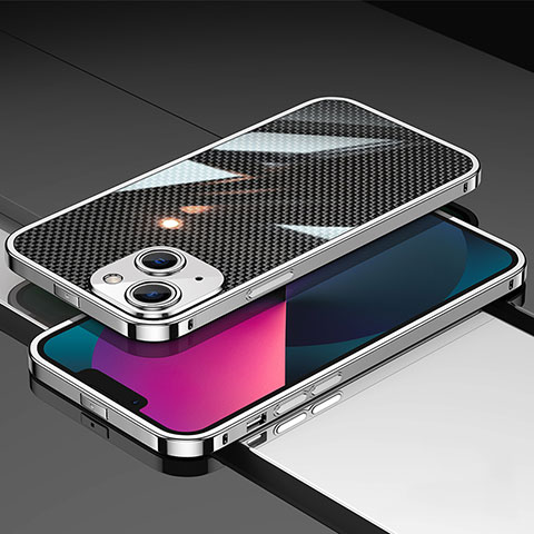 Coque Bumper Luxe Aluminum Metal Etui A02 pour Apple iPhone 14 Plus Argent