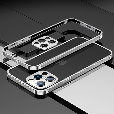 Coque Bumper Luxe Aluminum Metal Etui A03 pour Apple iPhone 13 Pro Max Argent