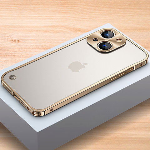 Coque Bumper Luxe Aluminum Metal Etui A04 pour Apple iPhone 14 Plus Or