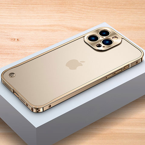 Coque Bumper Luxe Aluminum Metal Etui A04 pour Apple iPhone 14 Pro Max Or