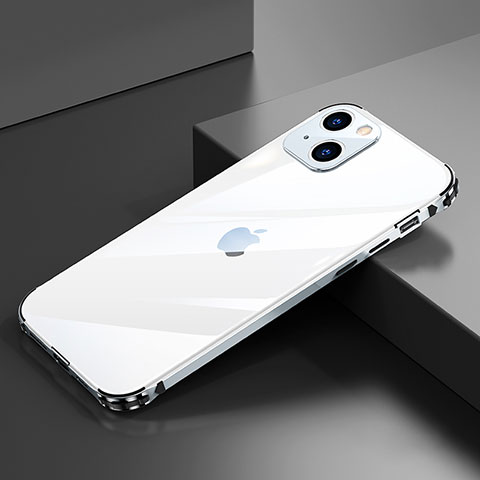 Coque Bumper Luxe Aluminum Metal Etui A06 pour Apple iPhone 14 Argent