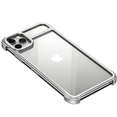 Coque Bumper Luxe Aluminum Metal Etui F01 pour Apple iPhone 11 Pro Max Argent