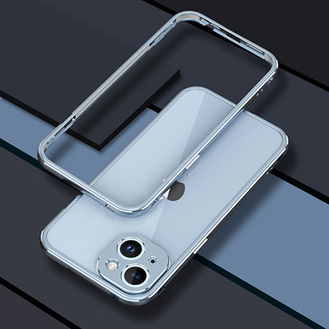 Coque Bumper Luxe Aluminum Metal Etui JZ1 pour Apple iPhone 15 Bleu Ciel