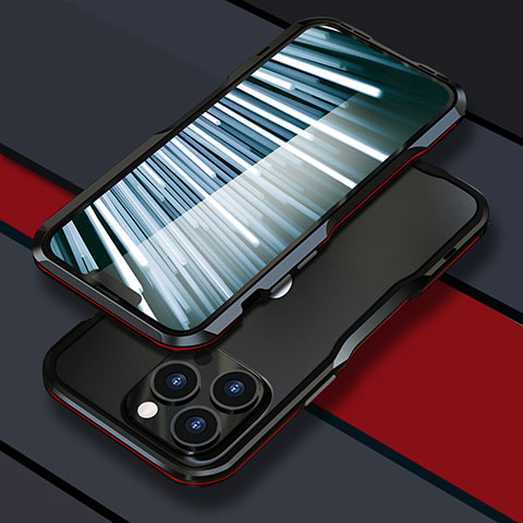 Coque Bumper Luxe Aluminum Metal Etui LF1 pour Apple iPhone 13 Pro Rouge et Noir
