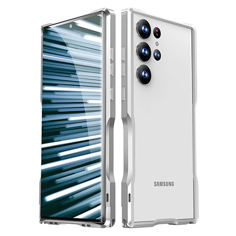 Coque Bumper Luxe Aluminum Metal Etui LK1 pour Samsung Galaxy S22 Ultra 5G Argent
