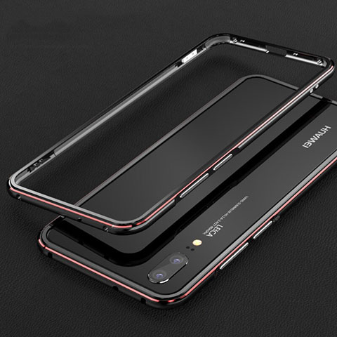 Coque Bumper Luxe Aluminum Metal Etui M01 pour Huawei P20 Rouge et Noir