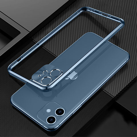 Coque Bumper Luxe Aluminum Metal Etui N01 pour Apple iPhone 12 Bleu