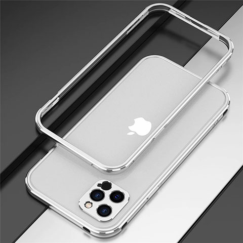 Coque Bumper Luxe Aluminum Metal Etui N02 pour Apple iPhone 12 Pro Argent