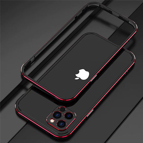 Coque Bumper Luxe Aluminum Metal Etui N02 pour Apple iPhone 12 Pro Max Rouge et Noir