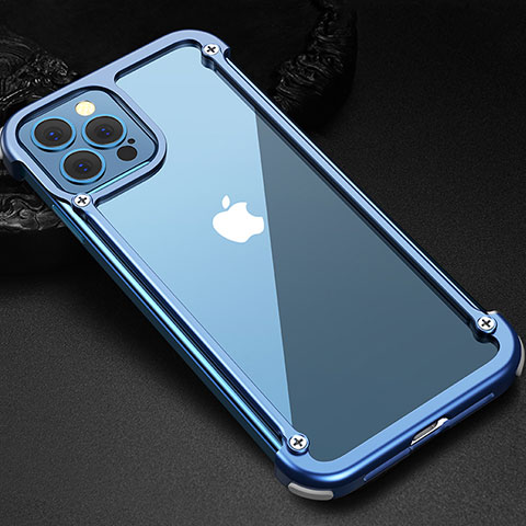 Coque Bumper Luxe Aluminum Metal Etui N04 pour Apple iPhone 12 Pro Bleu