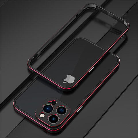 Coque Bumper Luxe Aluminum Metal Etui pour Apple iPhone 13 Pro Rouge et Noir
