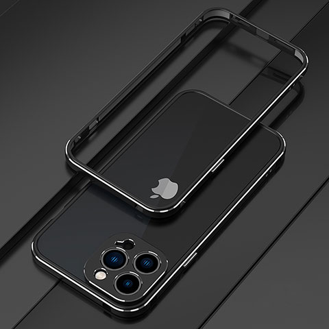 Coque Bumper Luxe Aluminum Metal Etui pour Apple iPhone 14 Pro Max Argent et Noir