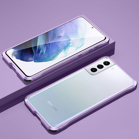 Coque Bumper Luxe Aluminum Metal Etui pour Samsung Galaxy S21 5G Violet Clair