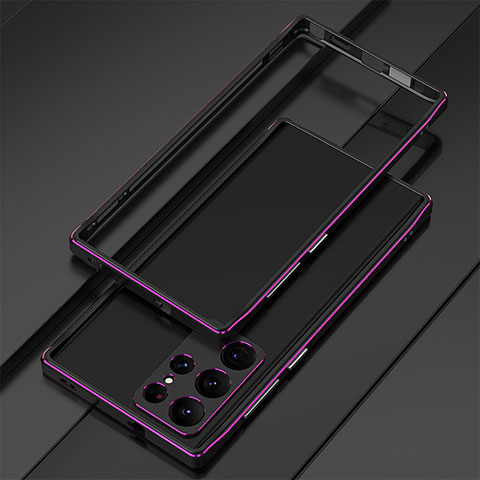 Coque Bumper Luxe Aluminum Metal Etui pour Samsung Galaxy S23 Ultra 5G Violet