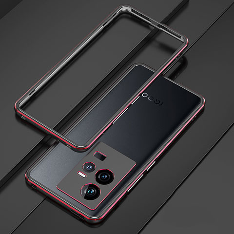 Coque Bumper Luxe Aluminum Metal Etui pour Vivo iQOO 11 Pro 5G Rouge et Noir