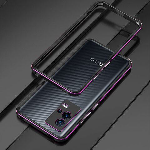 Coque Bumper Luxe Aluminum Metal Etui pour Vivo iQOO 8 Pro 5G Violet