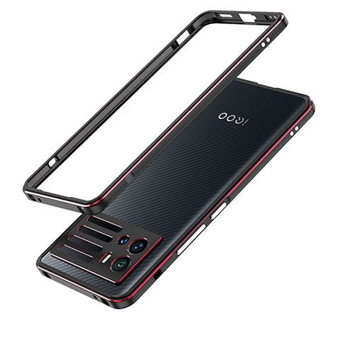 Coque Bumper Luxe Aluminum Metal Etui pour Vivo iQOO 9 5G Rouge et Noir