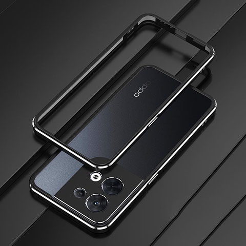 Coque Bumper Luxe Aluminum Metal Etui S01 pour Oppo Reno9 Pro 5G Argent et Noir