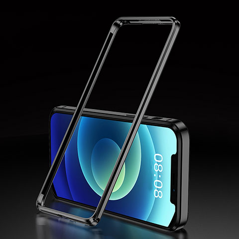 Coque Bumper Luxe Aluminum Metal Etui T01 pour Apple iPhone 12 Pro Noir